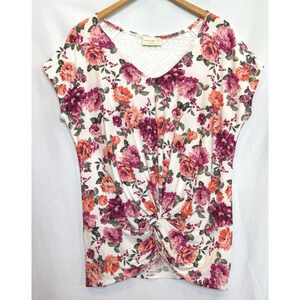 Bobbie Brooks Womens Lace Floral Top Size L Bloomcore Cottage Casual Preppy